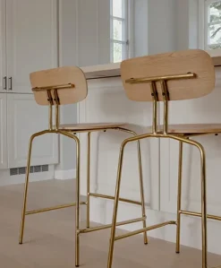 Taburete Curious 65 cm, Oak-brass