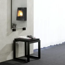 Taburete Cutter, roble lacado negro