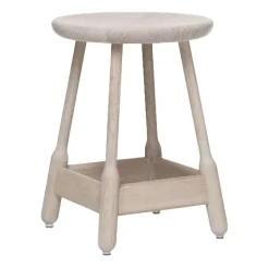 Taburete de bar Albert 50 cm, Roble tratado blanco