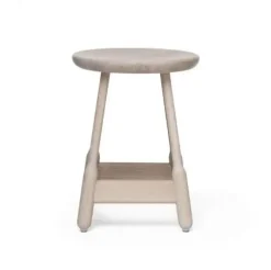 Taburete de bar Albert 50 cm, Roble tratado blanco