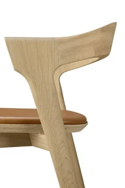 Taburete de bar Bok, Roble lacado-cuero Cognac, 65 cm