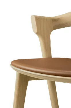 Taburete de bar Bok, Roble lacado - cuero Cognac, 75 cm