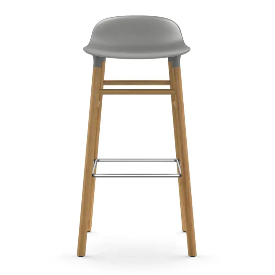 Taburete de bar con patas de roble Form , gris