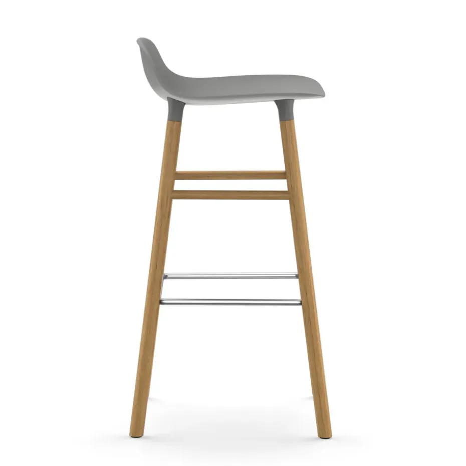 Taburete de bar con patas de roble Form , gris