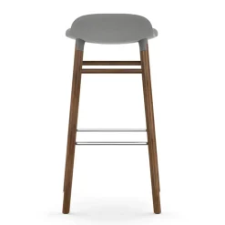 Taburete de bar con patas de nogal Form, Gris