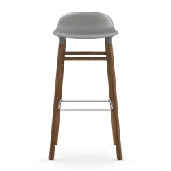 Taburete de bar con patas de nogal Form, Gris