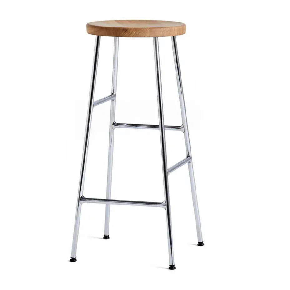 Taburete de bar Cornet 75 cm, Oiled oak-chrome