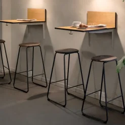 Taburete de bar Earth, Coffee, altura 69, estructura de acero negro