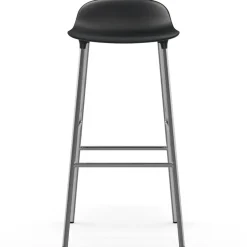 Taburete de bar Form patas cromadas 75 cm, negro