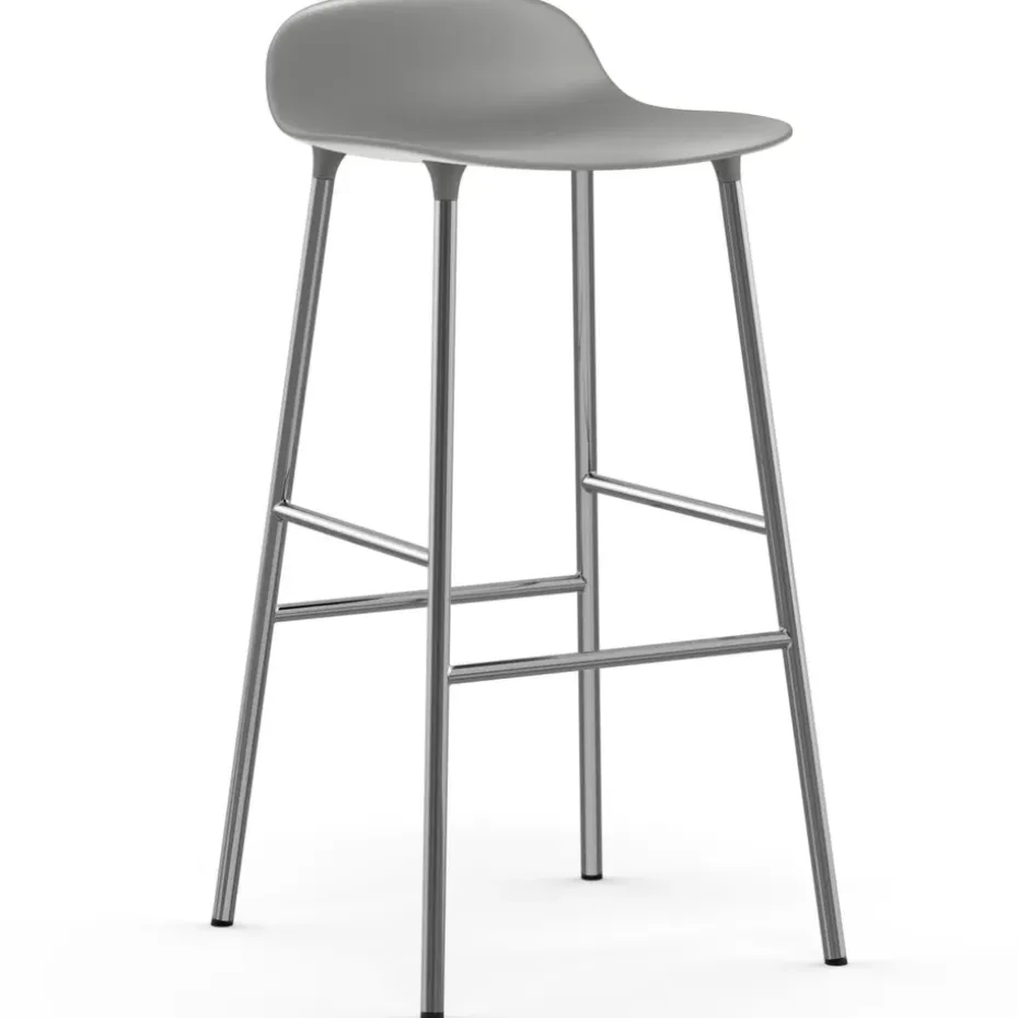 Taburete de bar Form patas cromadas 75 cm, gris