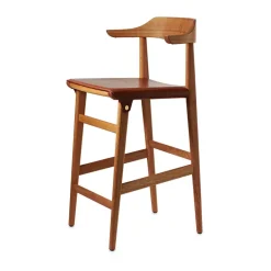 Taburete de bar Hedda, Roble-pure-cuero Tärnsjö cognac