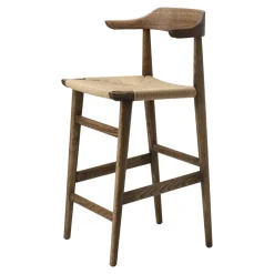 Taburete de bar Hedda, Roble-black-cordón de papel negro