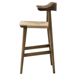 Taburete de bar Hedda, Roble-black-cordón de papel negro