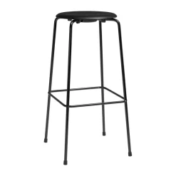 Taburete de bar High Dot, Intense cuero negro-acero negro