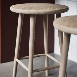 Taburete de bar Miss Button, Roble aceite natural, mediano