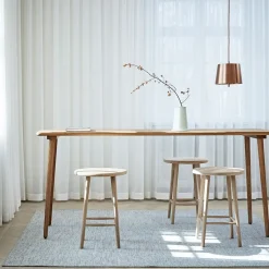 Taburete de bar Miss Button, Roble aceite natural, mediano