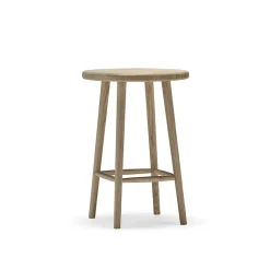 Taburete de bar Miss Button, Roble aceite blanco, mediano