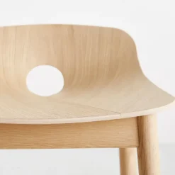 Taburete de bar Mono, Roble pigmentado blanco