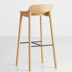 Taburete de bar Mono, Roble pigmentado blanco