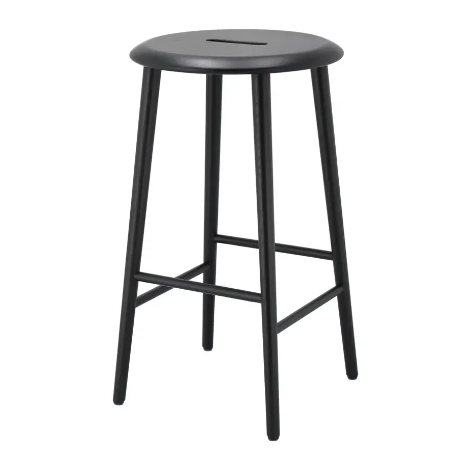 Taburete de bar Norrabo 65 cm, Roble lacado en negro