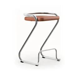 Taburete de bar S70-3 , Elmo Nordic cuero Cognac-estructura cromada