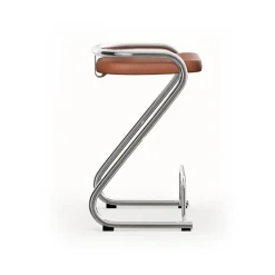 Taburete de bar S70-3 , Elmo Nordic cuero Cognac-estructura cromada