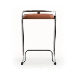 Taburete de bar S70-3 , Elmo Nordic cuero Cognac-estructura cromada