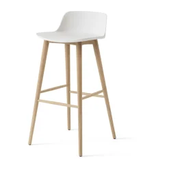 Taburete de barra Rely HW123 , Roble lacado en blanco, 75 cm
