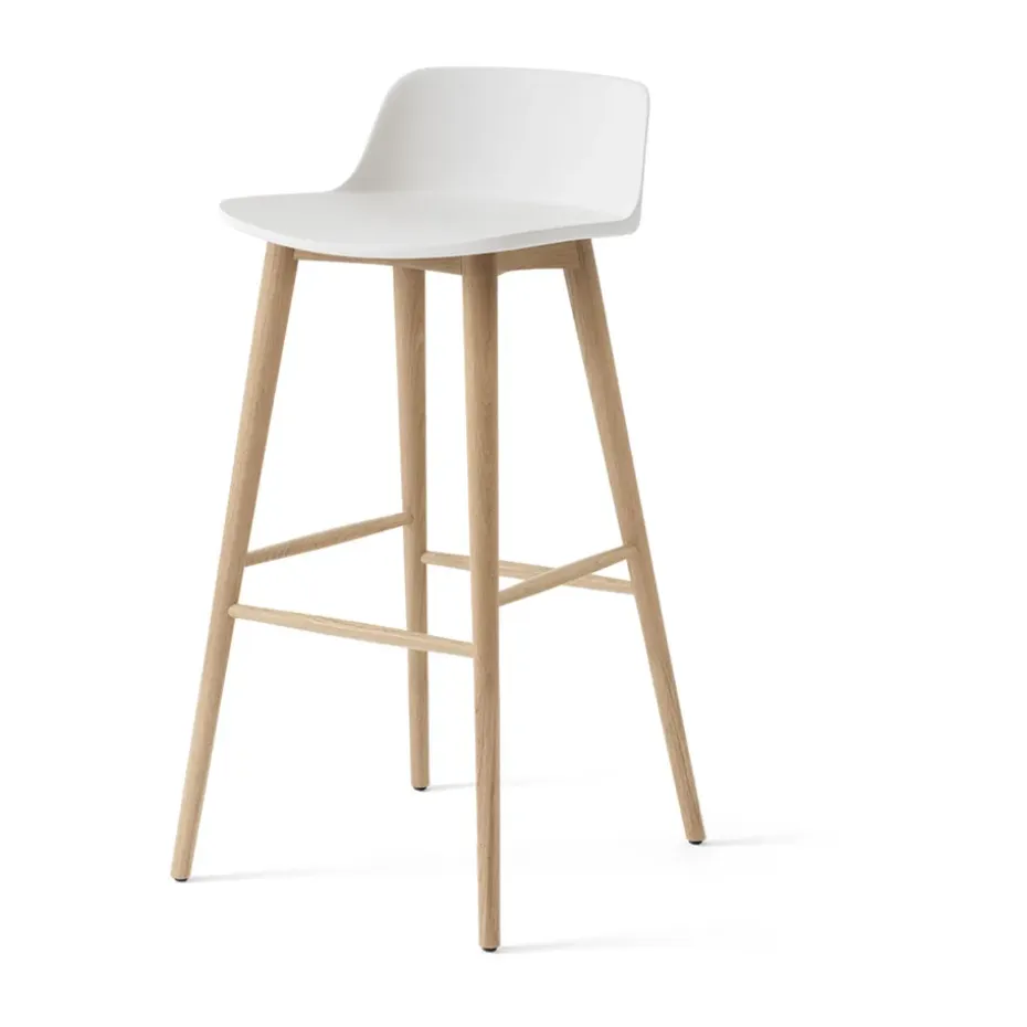 Taburete de barra Rely HW123 , Roble lacado en blanco, 75 cm
