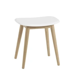 Taburete Fiber, Natural white, patas de roble