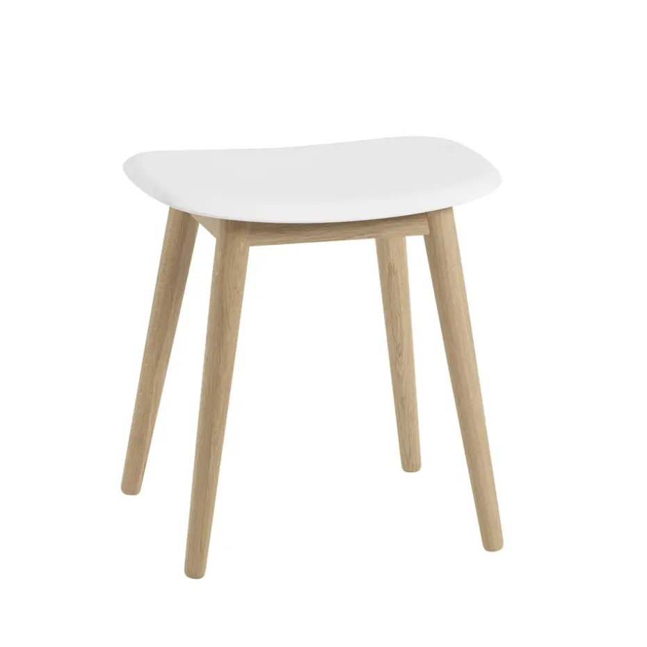 Taburete Fiber, Natural white, patas de roble