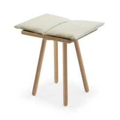 Taburete Georg, Lino, roble sin tratar, incluye cojín de lino