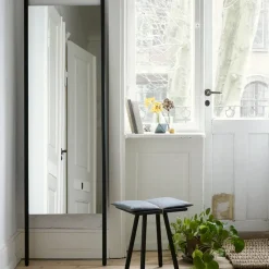 Taburete Georg, Lino, roble sin tratar, incluye cojín de lino