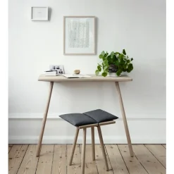 Taburete Georg, Lino, roble sin tratar, incluye cojín de lino