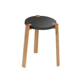 Taburete Happy, Gris, patas de roble