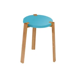 Taburete Happy, Turquesa, patas de roble
