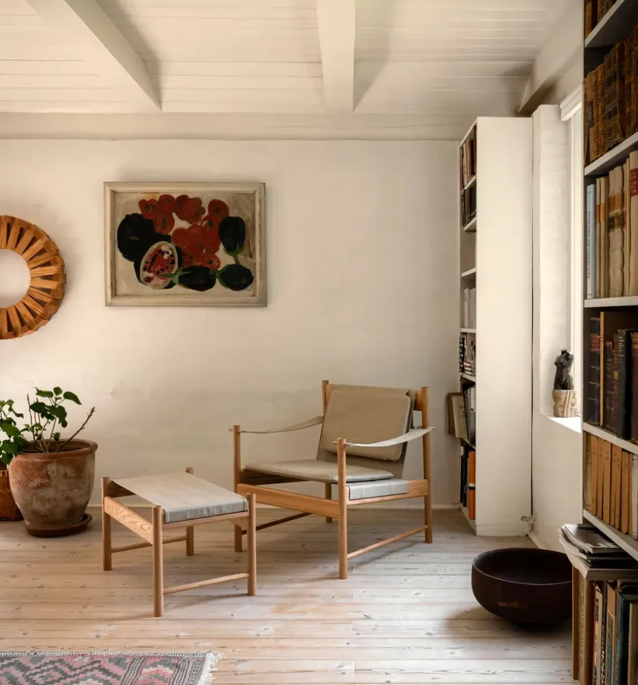 Taburete HB, Roble aceitado-lona