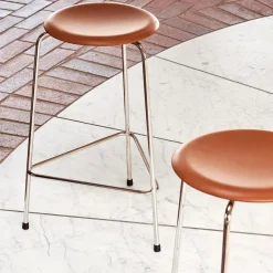 Taburete High Dot cuero, Walnut