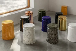 Taburete Last Ø32x44 cm, White-blue splatter