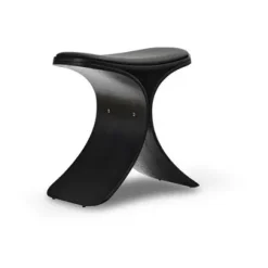 Taburete Luno 48×28×72 cm, Roble negro-cuero negro