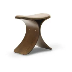 Taburete Luno 48×28×72 cm, Roble oscuro–textil beige oscuro