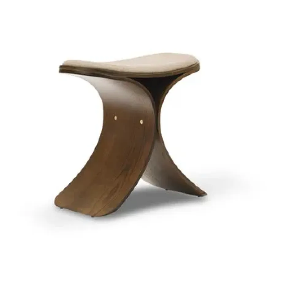 Taburete Luno 48×28×72 cm, Roble oscuro–textil beige oscuro