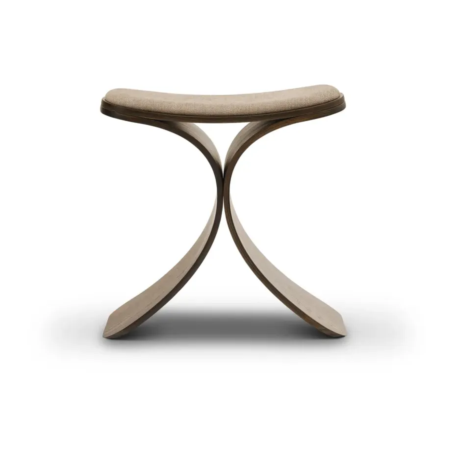 Taburete Luno 48×28×72 cm, Roble oscuro–textil beige oscuro