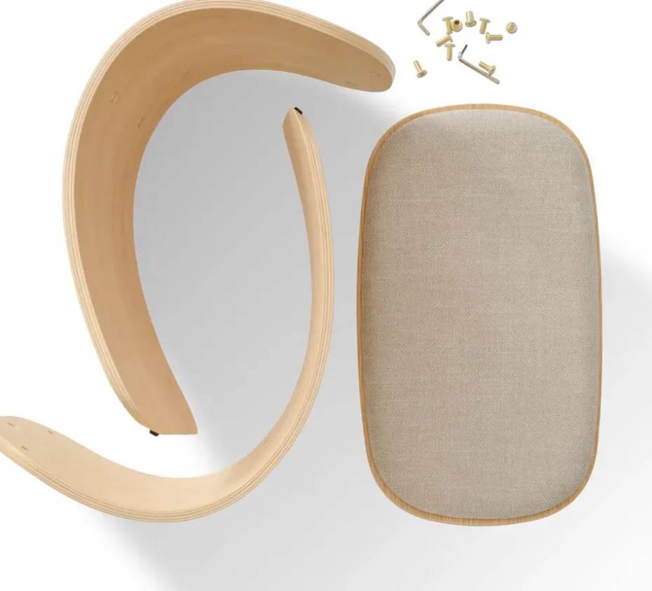 Taburete Luno 48×28×72 cm, Roble-beige textil