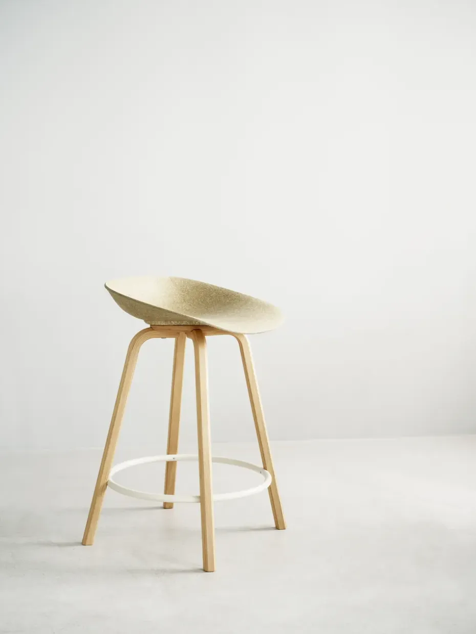 Taburete Mat Barstool 65 cm, Hemp-beech-cream steel