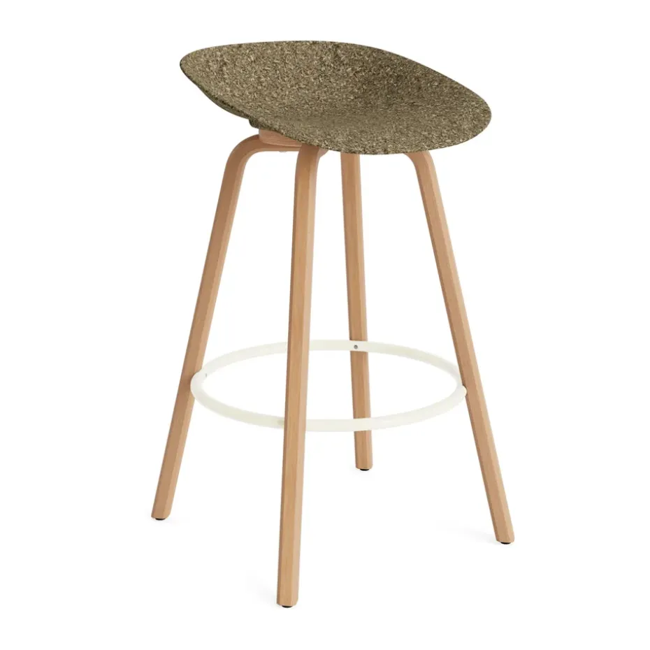Taburete Mat Barstool 75 cm, Seaweed-beech-cream steel