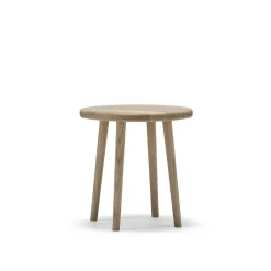 Taburete Miss Button, Roble aceite blanco, bajo