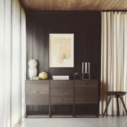 Taburete ML42 48 cm, Roble barnizado marrón