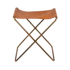 Taburete Nola cuero, marrón, 45 cm