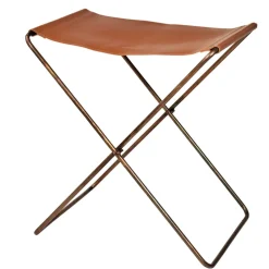 Taburete Nola cuero, marrón, 45 cm